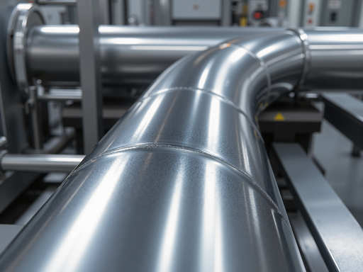 大型工业在线检测设备，钢铁框架结构，管道连接，工厂车间背景